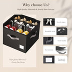 Criusia Shoe Organizer for Closet, Foldable Shoe Storage Organizer with Clear Cover and Sturdy Handles, Fit 12-16 Pairs, Closet Organizer for Shoes Sneakers Sandals Heels, 2 Pack, Black - Image 4