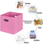 Fabric storage bins Cubes, Fabric Cube Organizer with Handle, Foldable Cube Bins for Cloth or Accessary Storage, 11x11x11, Set of 3, (Pink) - Image 3
