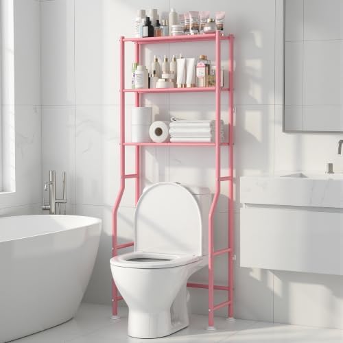 Livilord 3-Tier Over Toilet Storage Rack, Anti-Wobble, Pink by LivilordBrand