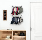 Mkono Hat Rack for Wall Baseball Cap Organizer Hanger with 20 Hooks Modern Metal Hat Holder Wall-Mounted Caps Display for Closet Door Bedroom Entryroom Laundry, Set of 2 Black (Pack of 2) - Image 2