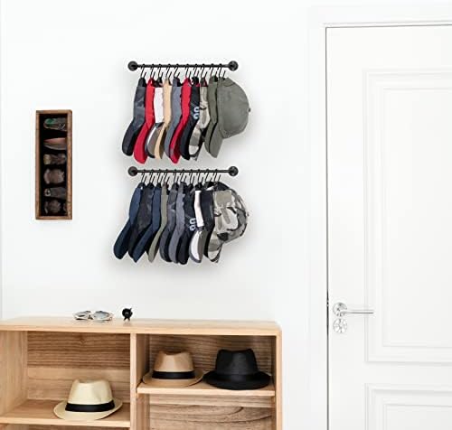 Mkono Hat Organizer Hat Rack for Wall Storage Holder with 20 Hooks Set of 2 - Image 2