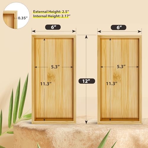 Kitchen Drawer Organizer Bins, Stackable Bamboo Drawer Organizer for Silverware, Flatware, Coffee Pod Organizer K Cup Holder for Countertop, 2 Pcs Coffee Station Organizer 12" x 6" x 2.5" - Image 2