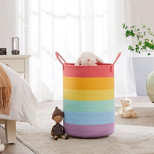 60L Rainbow Baby Girls Kids Laundry Basket Hamper for Nursery - Image 4