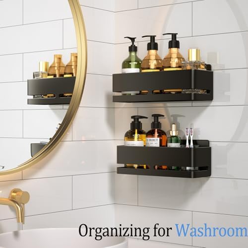 Shower Caddy,2-Pack Shower Shelf,no Drill Shower Organizer(Black) - Image 3