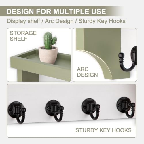 Key and Mail Holder Wall Mount, Mail Organizer with 5 Key Hooks - Image 4