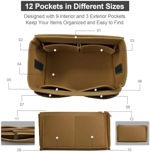 OMYSTYLE Purse Organizer Insert, Felt Tote Bag Organizer Insert with 5 Sizes, Handbag Dividers for Inside Purse, Compatible with Longchamp, Neverful, Speedy and More - Image 3