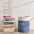 Nunsino Laundry Hamper 95L,Large Laundry Basket for Clothes,Decorative Storage Basket for Blankets,Cotton Rope Woven basket for bedroom,Navy Blue - Image 6
