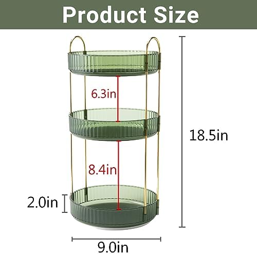 Asayuee 360 Rotating Perfume Organizer,3 Tier Large Capacity Make Up Organizers and Storage,Makeup Organizer for Bathroom,Cosmetic Perfume Stand Holder (Green-3 Tier) - Image 2