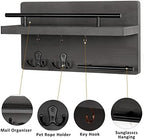 Wooden Key Holder Wall Mount With 5 Hooks For Entryway, Mudroom, Hallway - Image 3