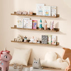 upsimples Floating Shelves for Wall Decor and Storage, Brown, 6Pcs 35.5'' - Image 6