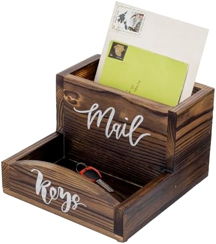 MyGift Burnt Wood Entryway Mail Organizer with Key Storage Tray by MyGiftHome