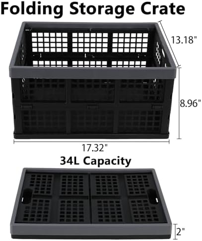 Foldable Storage Crates, 3-Pack Collapsible Plastic Utility Crate - Image 2