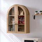 Bathroom Arched Wall Cabinet Over The Toilet Storage Cabinet, 23.5×31.4 Inch bathroom cabinet wall mount with Glass Doors & Adjustable Shelves, Wood Cabinet for Laundry Room, Kitchen,Natural oak - Image 6