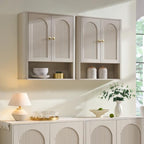 Bathroom Fluted Arched Wall Cabinet Set 2, 23.6''W Medicine Cabinet, Cream by IFGETEnrichYourLivingSpace
