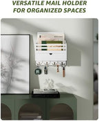 Rebee Vision Mail Organizer Wall Mount with Drawer for Living Room, White - Image 2