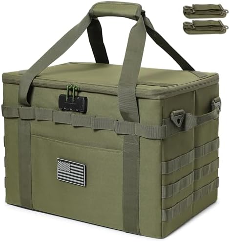 Tactical Camping Storage Bag - 38L Utility Tote Bag Organizer with Combination Lock and Shoulder Strap by Lemubeane