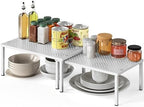 Simple Houseware Expandable Stackable Kitchen Counter Shelf Organizer, White, Metal Top, 11.25"L x 7.9"W x 5.4"H by SimpleHouseware