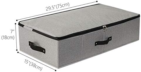 AMJ 29.5"*15"*7", Blanket, Duvets, Winter Clothes Storage Box for Under Bed, Top Wardrobe Organizer, Dark Gray - Image 2