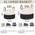 JMvicyroam 65L Extra Large Machine Washable Cotton Rope Blanket Basket - Image 3