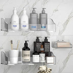 Clear Acrylic Shower Shelves, Adhesive Bathroom Caddy Organizer, 3-Pack by YAWSOUP
