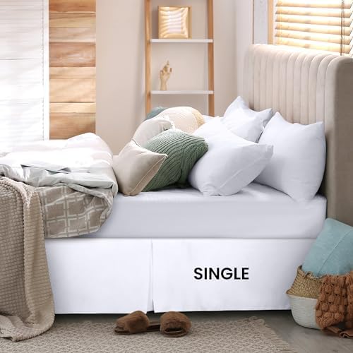 Utopia Bedding Valance Sheet Single - Soft Brushed Polyester-Microfibre - Pleated - Fits Under The Mattress & Down to The Floor - Base Bed Skirt (White) - Image 2