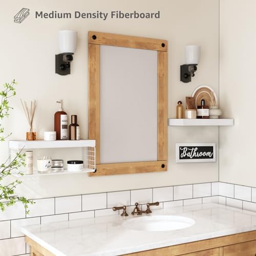 QEEIG ‎Bathroom Shelves Over Toilet - Paper Storage Wall Mounted Farmhouse Decor Decorations Aesthetic Décor Sign Small Floating Shelf 2+1 Set 16 inch, White (020WW) - Image 5