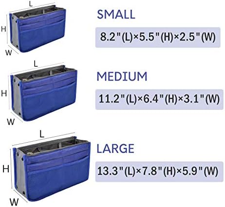 Vercord Purse Organizer Insert for Handbags Bag Organizers Inside Tote Pocketbook Women Nurse Nylon 13 Pockets Royal Blue Small - Image 3
