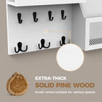 LubanNese Key Holder Wall Mount Pine Wood 16 X 8 Mail Organizer Farmhouse Key Rack for Wall with Hooks and Shelf, Rustic Wooden Key Hanger for Entryway (Rustic White) - Image 2