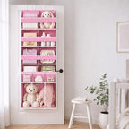 Extra Large Over The Door Organizer with Clear Pockets - 8 Compartments & XL Bottom Storage, Heavy-Duty Hanging Organizer for Bathroom, Bedroom, Closet (57 Inch Height). (Pink) - Image 5