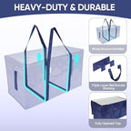 TICONN 2 Pack Extra Large Moving Bags Heavy Duty with Zippers & Carrying Handles, Durable Storage Bags Moving Boxes for Closet Organizers and Storage (2 Pack, Navy) - Image 3