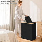 efluky Double Laundry Hamper with Lid and 2 Removable Bags, Black - Image 4