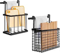 2 Pack Cabinet Door Organizer with Towel Bar, Over The Cabinet Door Storage with Towel Holder for Kitchen Cutting Board,Black by Aboevnc