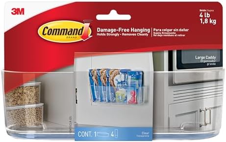 Command Large Caddy, Holds up to 4 lb, 8.6" x 3.1" x 3", 1 Caddy with 4 Strips, Damage-Free Organization Wall Mount to Cabinet, Kitchen, Pantry, Closet, or Under Sink by Unknown