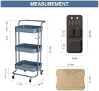 DTK 3-Tier Rolling Cart with Table Top, Metal Utility Cart with Side Bags - Image 6