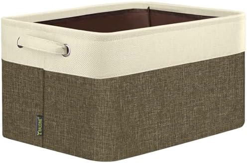 BALEINE 1 Pack Fabric Closet Storage Bins for Shelves, Linen Closet Organizers and Storage, Decorative Baskets for Organizing, Shelf, Clothes, Home, Office (Brown, 14''x10''x8.5'') by BALEINE