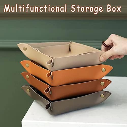 Valet Tray, EDC Catchall Tray for Keys, Watches, Jewelry, Coin and Wallet, Desktop Organizer (Brown-S) - Image 7