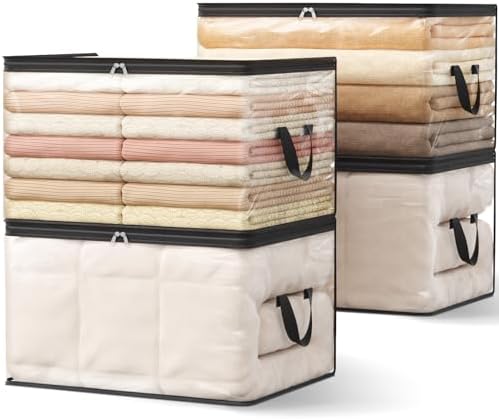 Lifewit 4 Pack Clear Clothes Storage Bags, 90L Blanket Storage with Zipper by Lifewit