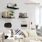 Forbena Black Floating Shelves for Wall, Bahtroom Wall Shelves Over Toilet, Rustic Hanging Shelf with Lip Rail for Bedroom Kitchen Office Living Room Picture Photo Decor, 17 Inch Long-Set of 3 - Image 4