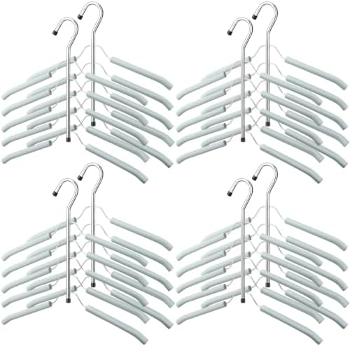 Ripeng Space Saving Clothes Hanger 8 Packs 5 in 1 Multi Layer Anti Slip Metal Heavy Duty Stainless Steel Sweater Shirt Clothes Hangers Closet Storage Organizer (Gray, Style 1) by Ripeng