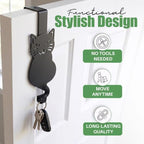 Evelots Over The Door Cat Hooks - 2 Pack - Strong Metal Kitty Decoration - Perfect for Coats, Handbags, Hats, Towels, Wreath Hanger Etc. - Hold up to 20 Pounds - Easy to Install - Rust Free - Image 2