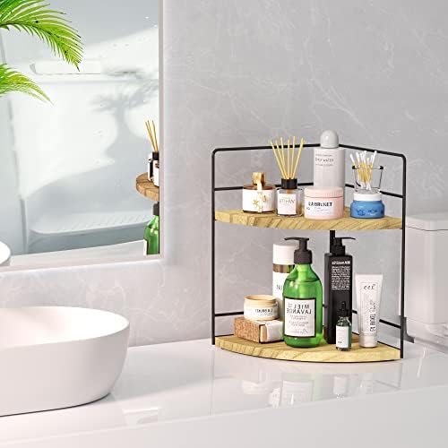 ZGO 2-Tier Bathroom Counter Organizer, Corner and Makeup Organizer for Vanity and Kitchen Counter, Wood - Image 5