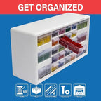Akro-Mils 26-Drawer Plastic Storage Cabinet, 20" W x 6" D x 10" H, White - Image 3