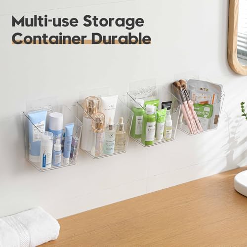 8-Pack Adhesive Cabinet Door Organizer Kitchen, Hanging Storage Bins, Stick on Small Wall Storage Container, Bathroom Floating Shelf Under Sink Caddy Spice Rack for Pantry Organizer, Office, Dorm - Image 4