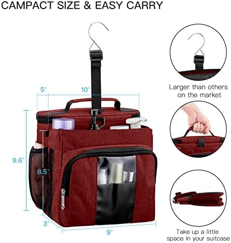 Bukere Portable Shower Caddy College Dorm Room Essential, Shower Caddy Tote Bag for Student, Girl, Women, Separate Compartment, Large Capacity, Quick Dry Mesh Base for Travel, Gym, Camp, Red - Image 5