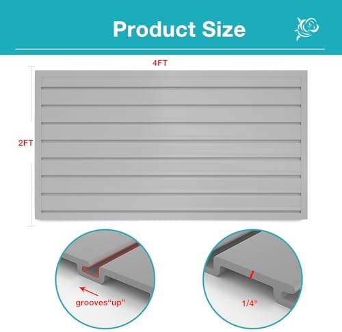 NeatiEase 2 x 4ft Slatwall Panel Wall Storage Systems, Slat Wall Paneling Garage Wall Organizer, Heavy Duty Wall Mounted PVC Wall Rack (Gray) - Image 3
