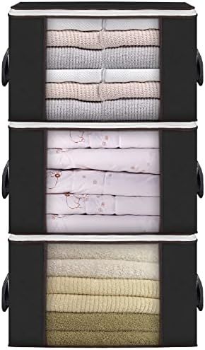 90L Large Storage Bags, 3 Pack Clothes Storage Bins Closet Organizers | Foldable Storage Containers, with Reinforced Handle, for Clothing, Blanket, Comforters, Bed Sheets, Pillows and Toys by BuddingJoy-BuildaJoyfulLifeforYou