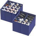 SpaceAid Shoe Organizer for Closet, 2 Pack Foldable Shoe Storage Containers Baskets Boxes Bins w/Adjustable Dividers, Fits 16-32 Pairs, Blue by SpaceAid