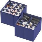 SpaceAid Shoe Organizer for Closet, 2 Pack Foldable Shoe Storage Containers Baskets Boxes Bins w/Adjustable Dividers, Fits 16-32 Pairs, Blue by SpaceAid