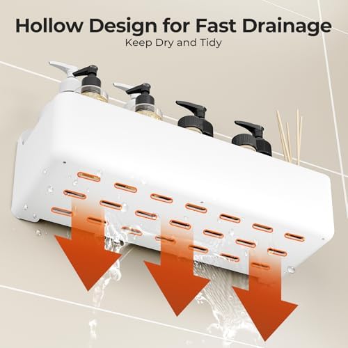 Orimade Shower Caddy 5-Pack, No-Drill Adhesive Shelves for Bathroom, Rustproof ABS Storage Organizer Set, White - Image 5
