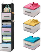 Hanging Closet Organizer, 6-Shelf w/ 3 Drawers & Pockets, Black | No tool installation required, made of non-woven fabric, suitable for all wardrobe storage, with strong load-bearing capacity by BIEBOS
